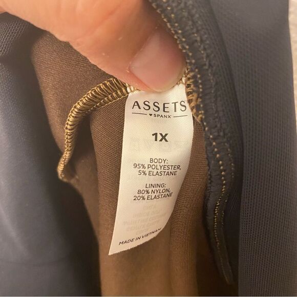Assets Spanx pull on light brown faux suede shaping leggings  plus size 1X - Picture 11 of 13